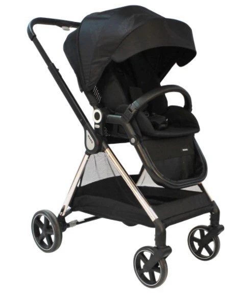 יחידה אחרונה!!! עגלת תינוק מאוד קלילה דגם מאמו MAMO מבית easy baby עריסה וטיולון צבע שחור עם דוגמא של עלים