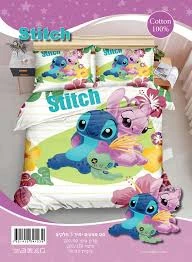 סט 3 חלקים ";לילו וסטיץ"; מותגים שילדים אוהבים סדין ציפה וציפית איכותיים למיטת יחיד 100% כותנה