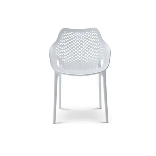 כסא פלסטיק יצוק עם ידית דגם ";אולטרא"; לשימוש פנים או חוץ במבחר צבעים