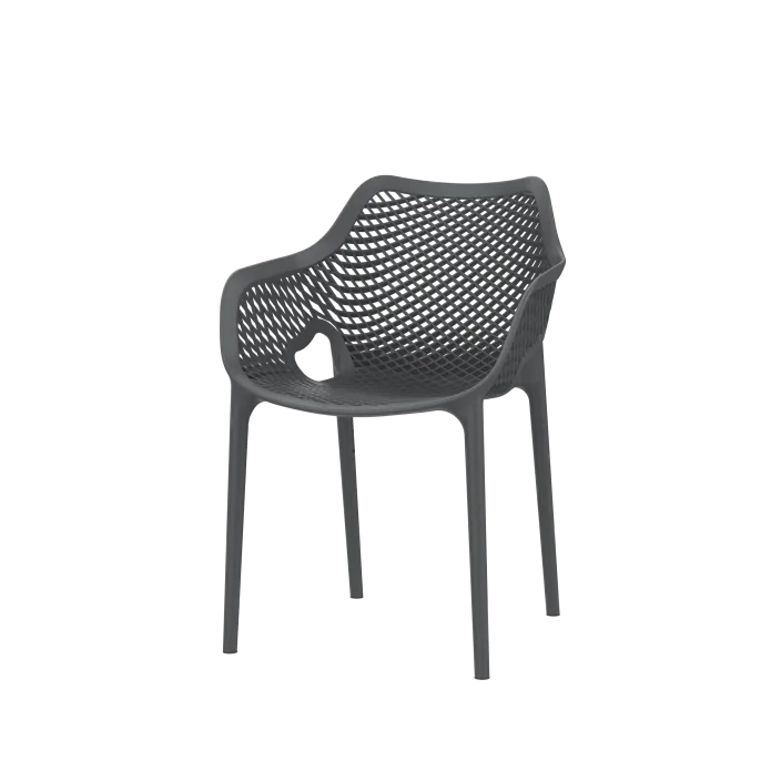 כסא פלסטיק יצוק עם ידית דגם ";אולטרא"; לשימוש פנים או חוץ במבחר צבעים