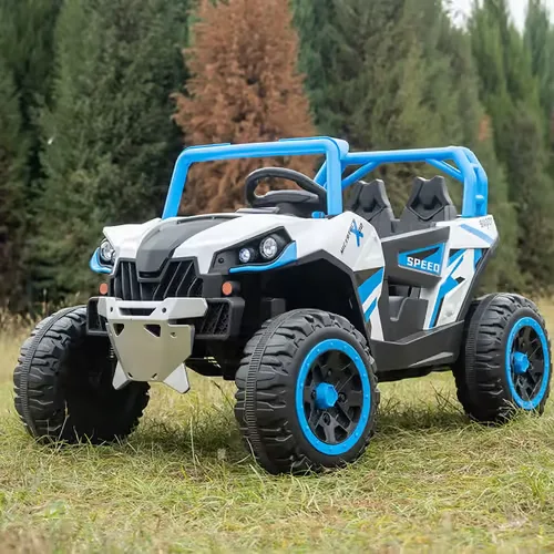 באגי ממונע 12V מיני מאבריק Mavric X3 עם גלגלי גומי, שלט רחוק, בולמים ואורות LED - כחול Twist