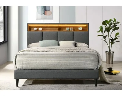 מיטה זוגית עם אחסון כולל תאורה פנימית דגם קאפרי מידה 140/190