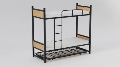 מיטת קומותיים/ משולשת ממתכת בעיצוב חדשני כולל סולם ומעקה מובנים