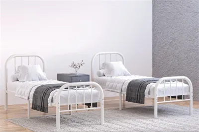 מיטת נוער מברזל בגודל 190/80 ס"מ צבע שחור\לבן