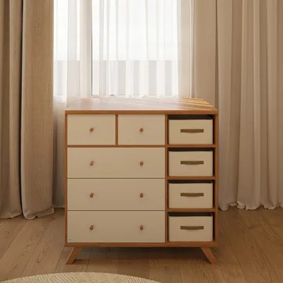 שידה לתינוק סלסי סלסלאות מטר לבן טבעי- מגירות טריקה שקטה